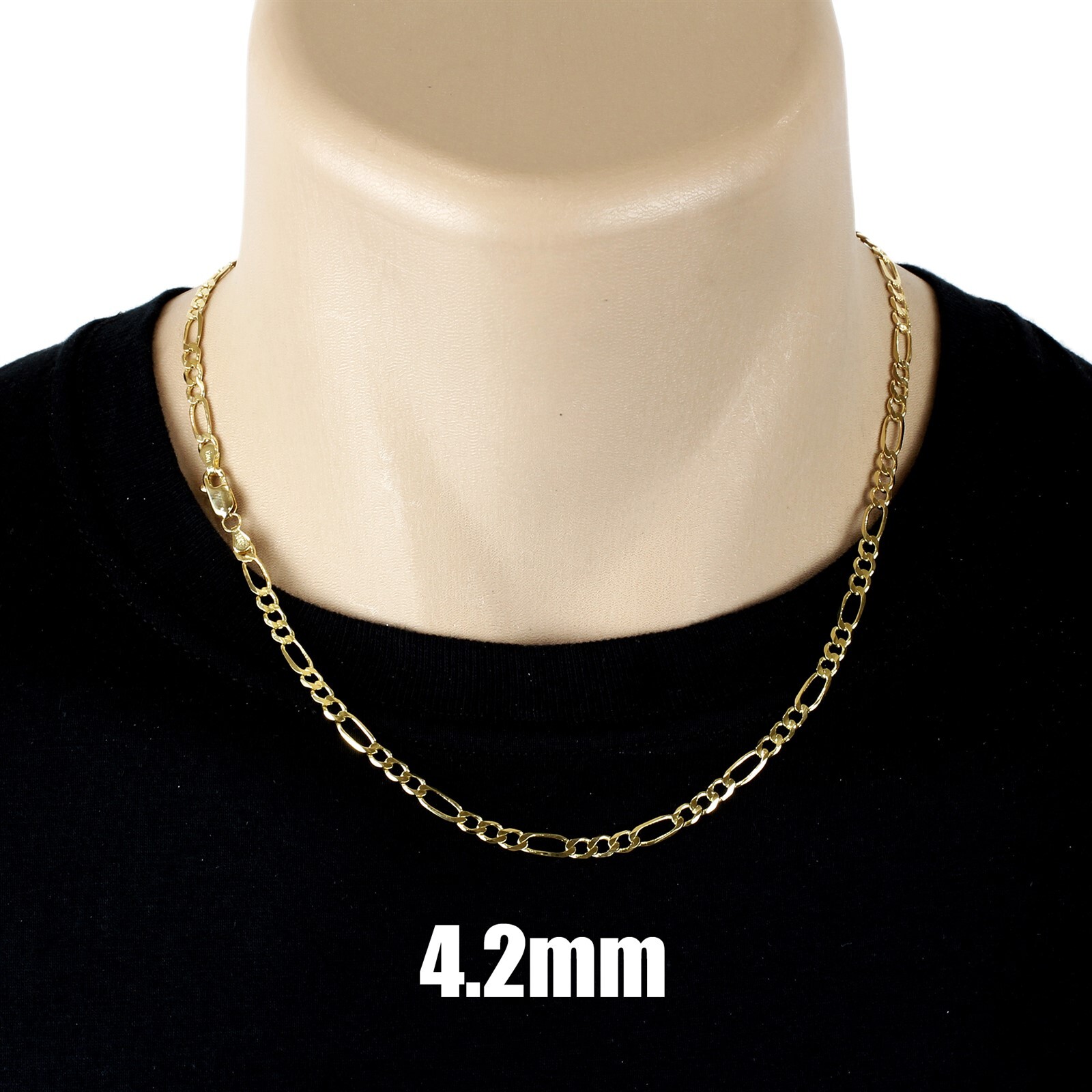 Guaranteed Genuine Solid 10K Gold Figaro 3+1 Link Chain Necklace All Sizes