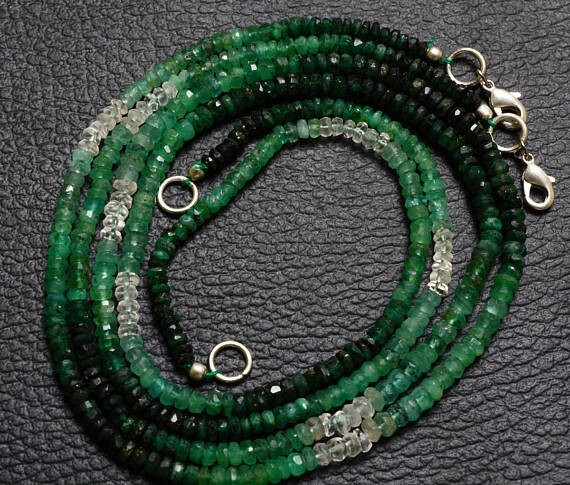 Emeralds gemstone beads 925 sterling silver handmade bracelet jewelry Gift j66