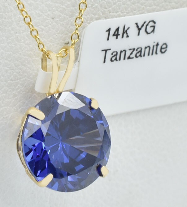 AAA TANZANITE 3.60 Cts PENDANT 14K YELLOW GOLD – Made in USA – NEW WITH TAG