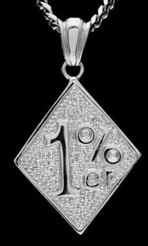 1.50Ct Real Moissanite Round Cut 1%er Pendant 14K White Gold Plated Silver