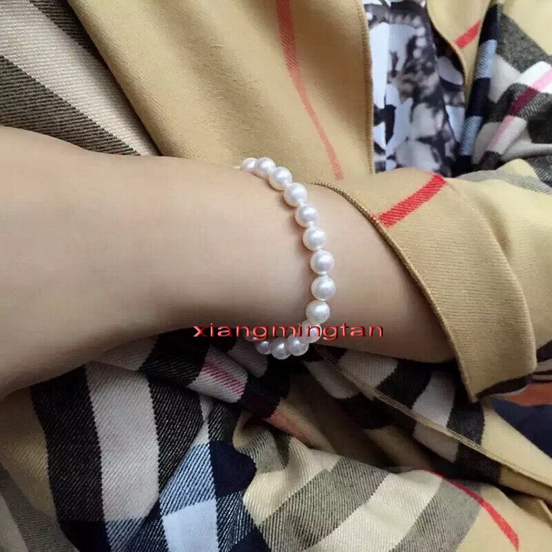 AAAAA 7.5″11-12mm Natural real south sea WHITE pearl bracelet 14K GOLD