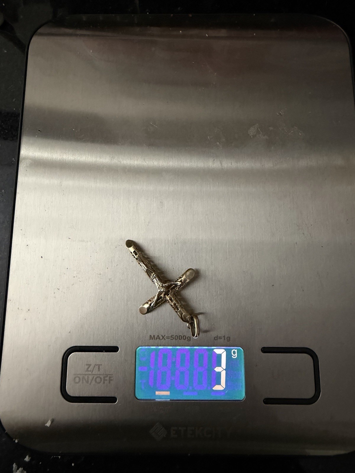 14k Gold Tube Chain Jesus Crucifix Cross Pendant 2 Inches 3 Grams