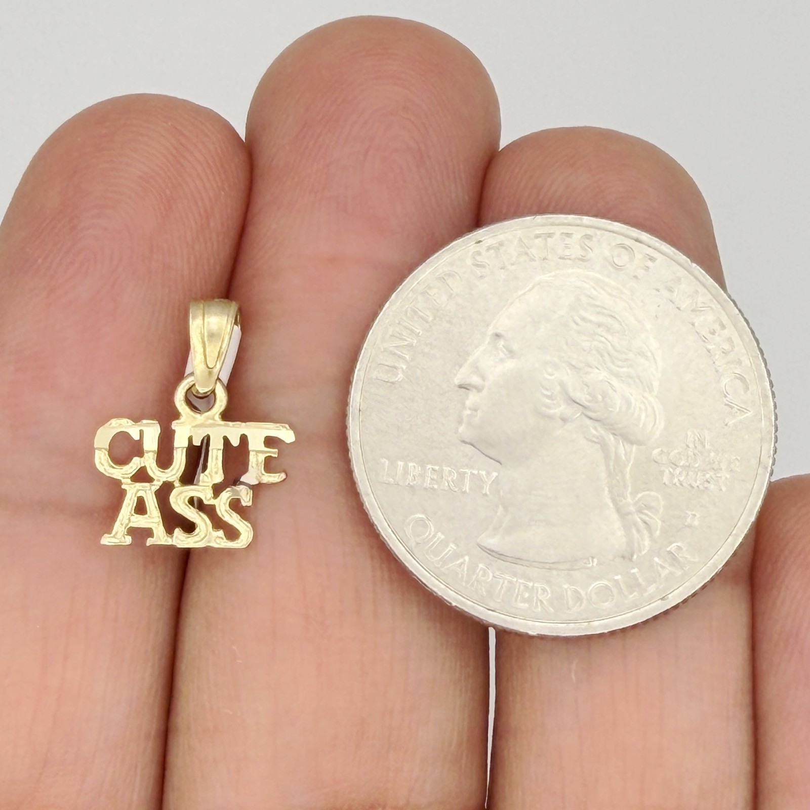 10k Yellow Gold Cute Ass Letters & Words Personalized Gift For Her Charm Pendant