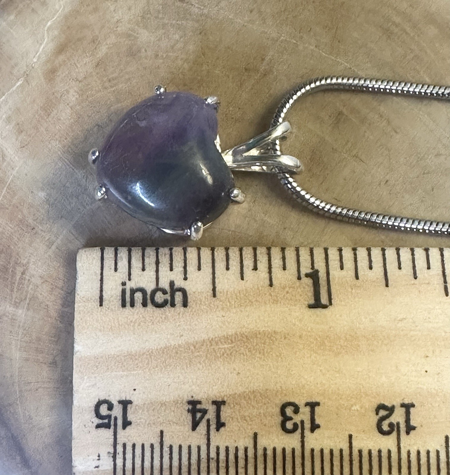Lovely Purple Blue Fluorite 925 Sterling Silver Heart Pendant Necklace 22 Inch