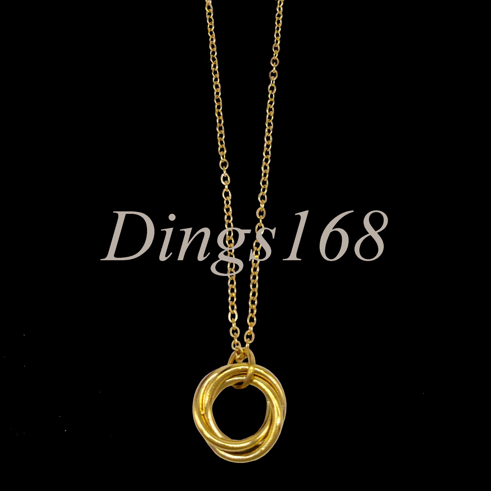 Genuine 18K Yellow Gold Filled Shiny 16″+2″ Necklace Chain + Three Rings Pendant