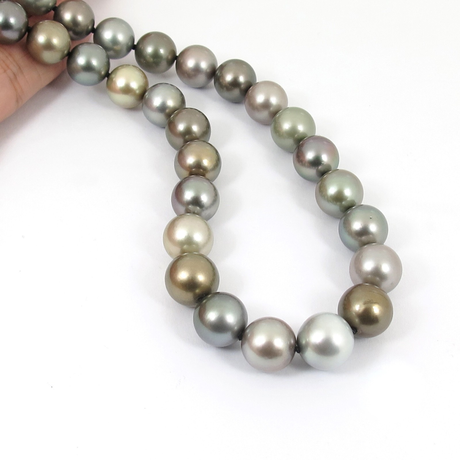 Natural Multi-Colour Tahitian Cultured Pearl Necklace, 14K Gold Clasp #103TN