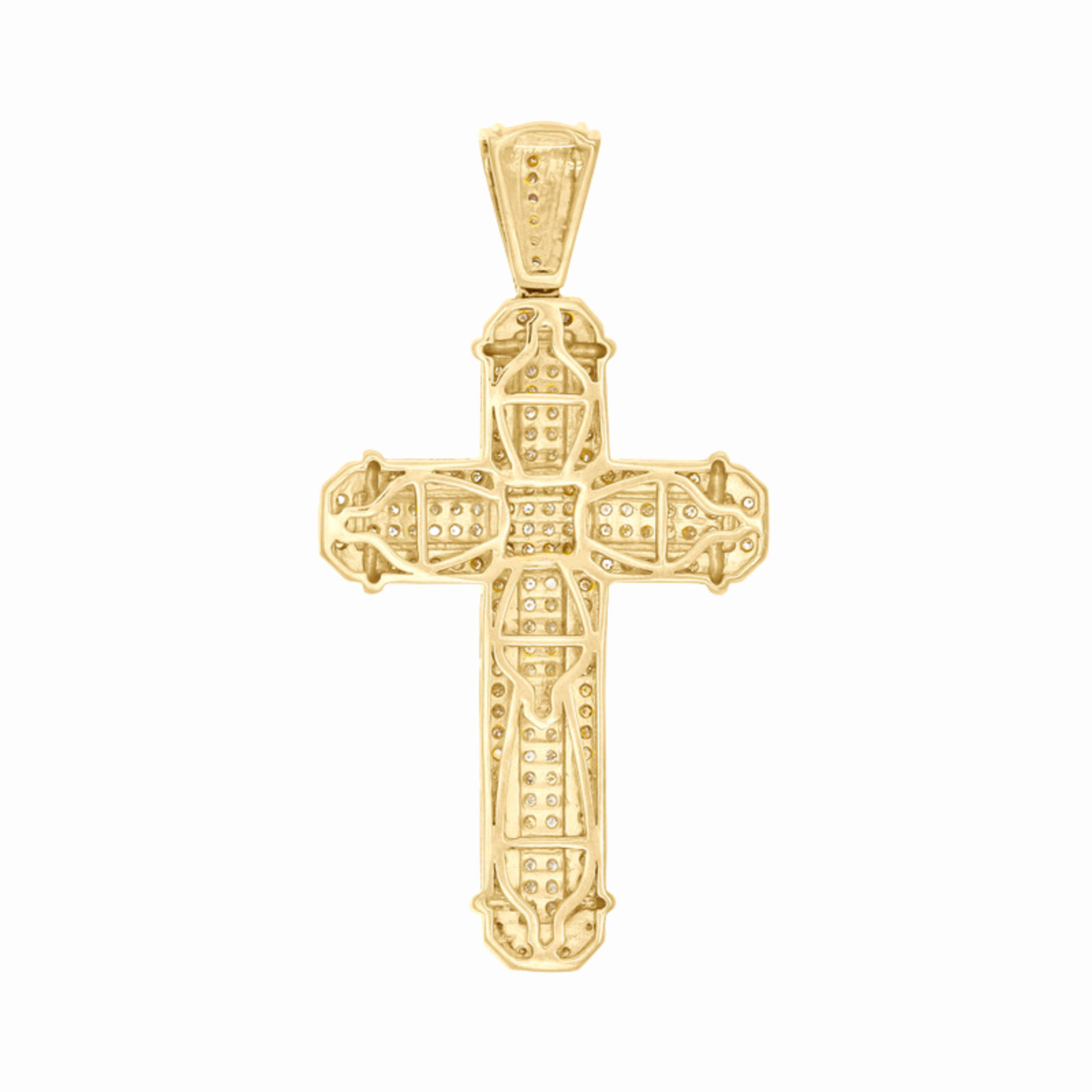 Men’s 10k Yellow Gold Genuine Diamond Religious Cross Charm Pendant 0.50 CT 2″
