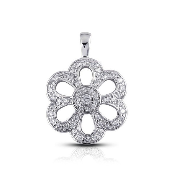 0.88ctw F/VS1 Round Brilliant Earth Mined Certified Diamonds White Gold Pendant