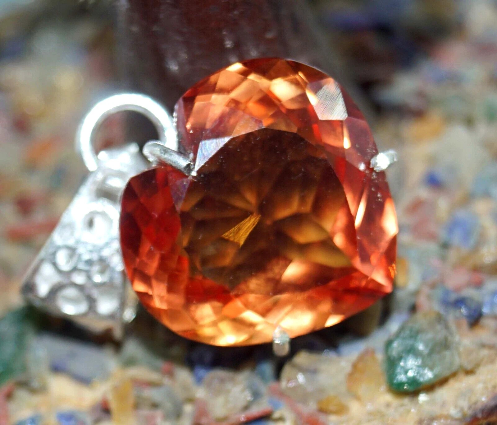 Natural Orange Sapphire 18 Ct Heart Cut 925 Solid Silver Pendant Gemstone+ Gift