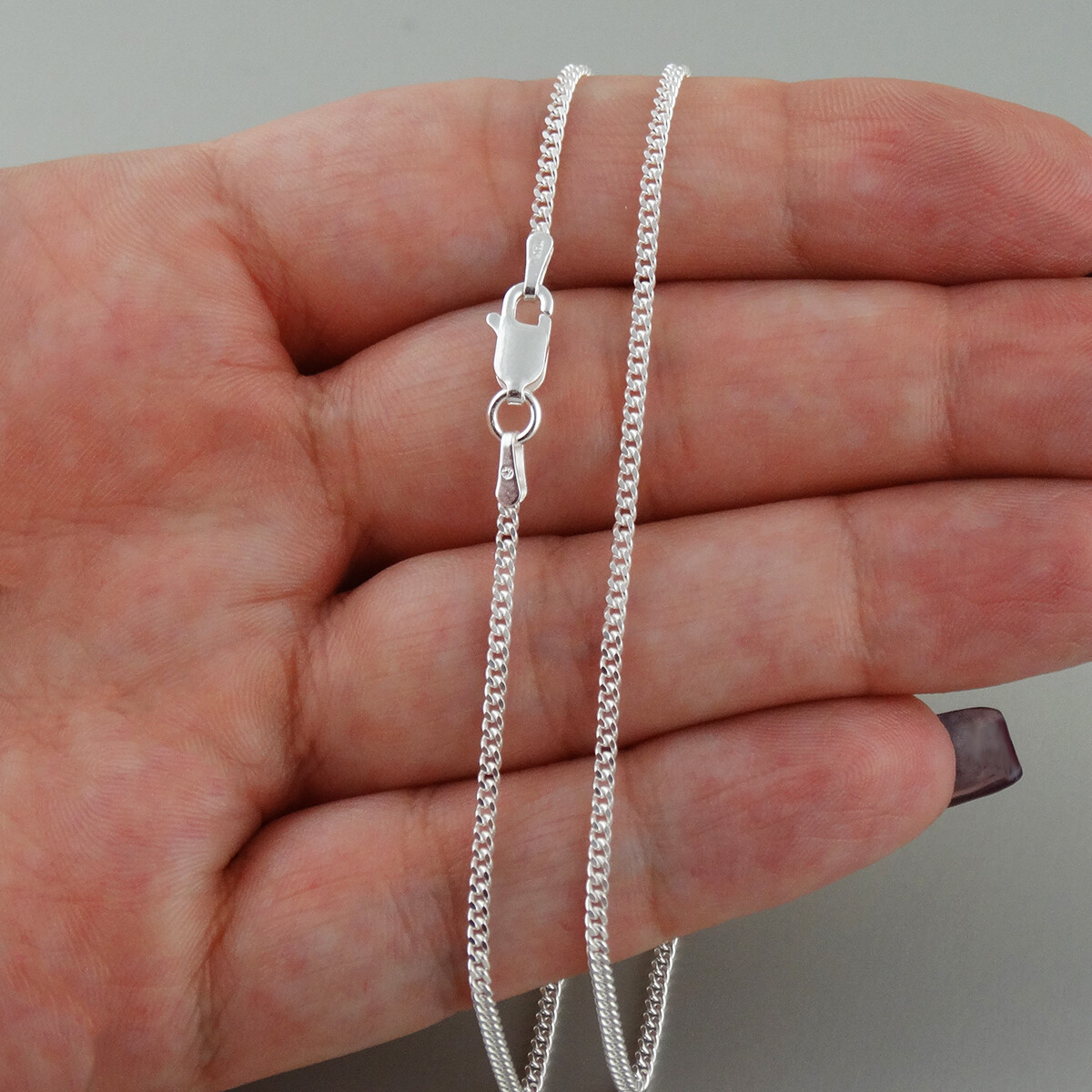 Sterling Silver 1.8mm CURB Chain Necklace 925 Italy 16, 18, 20, 22, 24, 30″ NEW