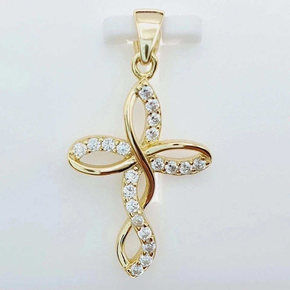 2Ct Round Cut Lab-Created Diamond Women’s Cross Pendant 14k Yellow Gold Plated