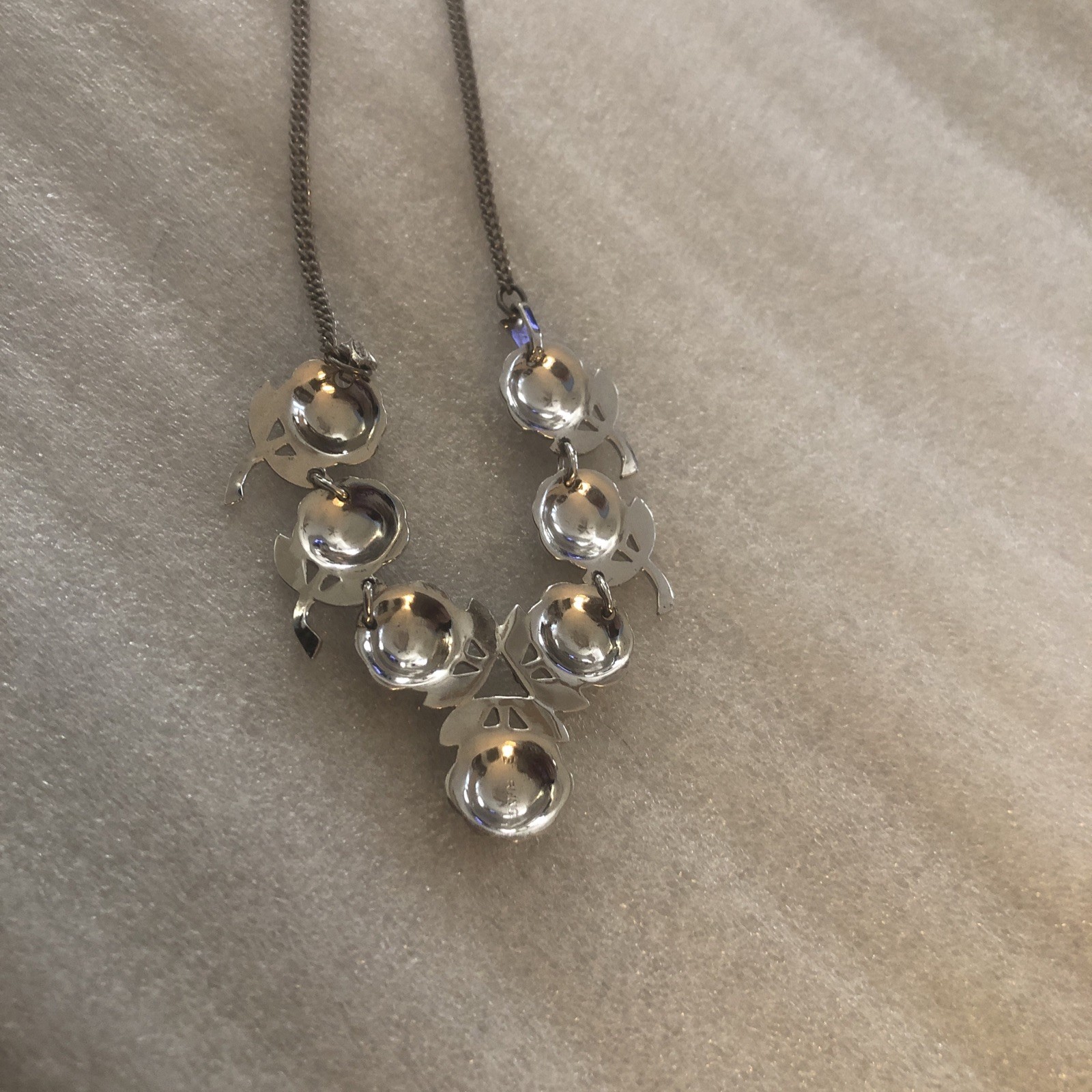 Sterling Silver Flower Necklace With Marcasite Gorgeous 17 Inches Long