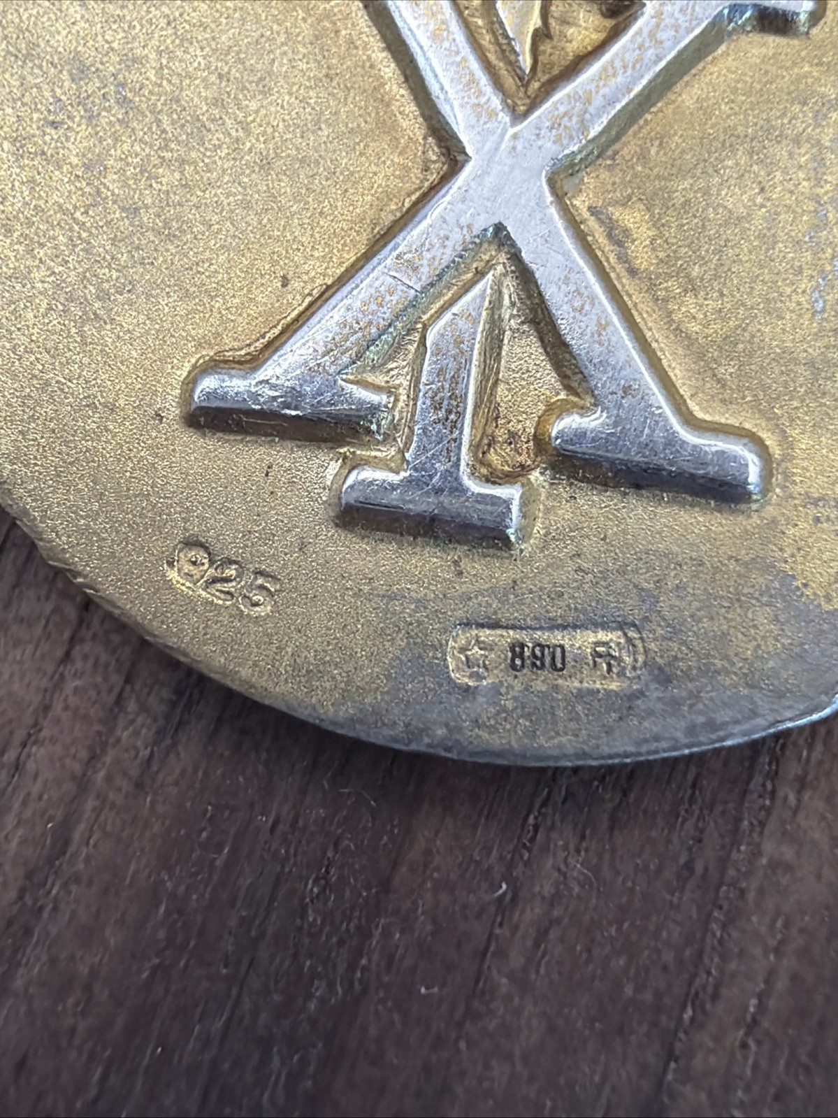 1089. Italian 925 Silver Jubilee 2000 Chi Rho Religious Metal Pendant