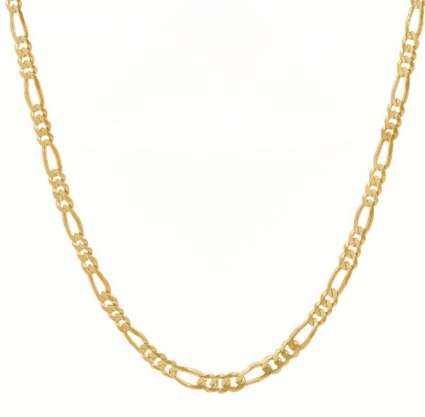925 Sterling Silver Thick 3.5MM Figaro Link Chain 14K Gold Plated Unisex Italy