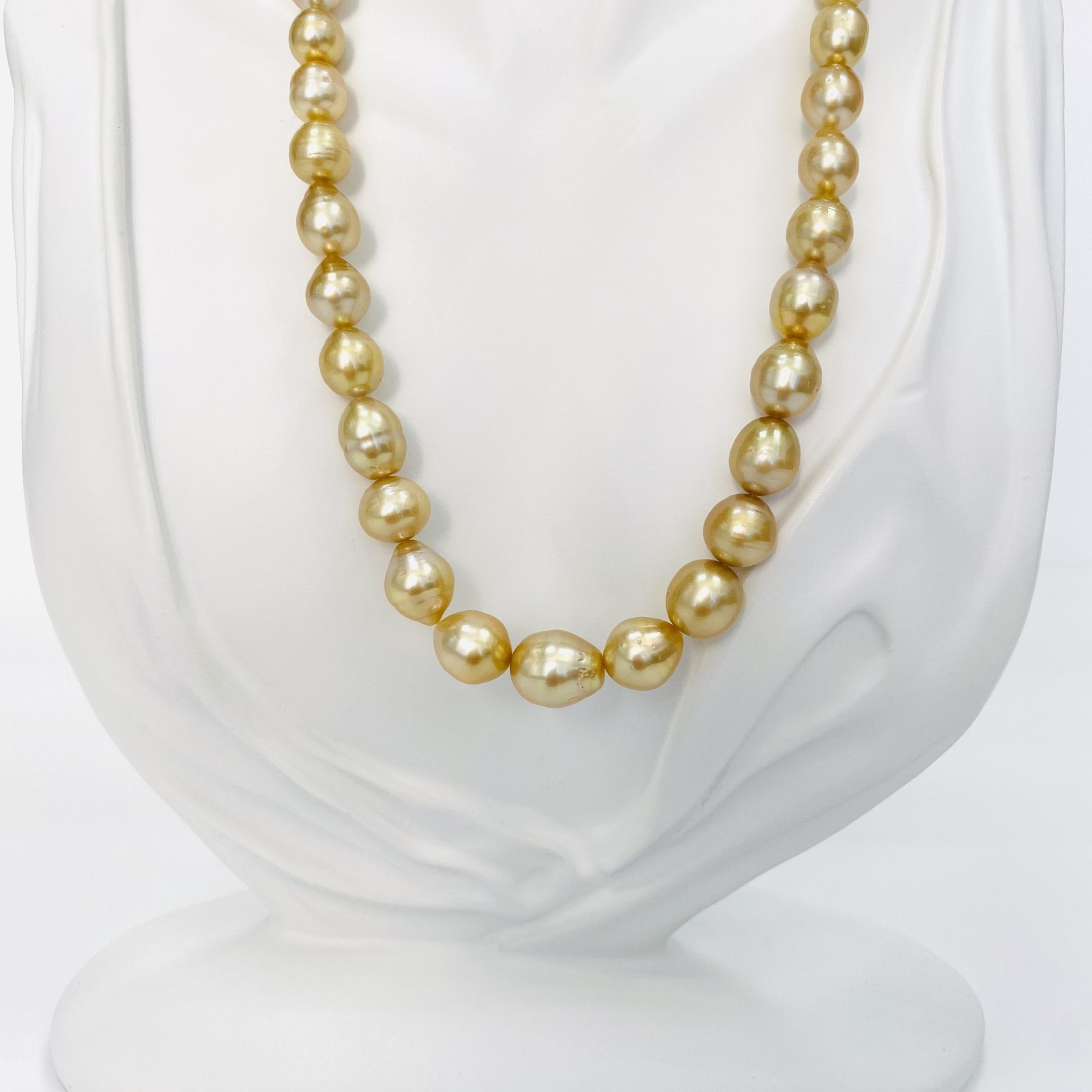Golden South Sea Pearl Necklace Loose Strand 8mm to 11mm Drops/Ovals/Buttons Mix