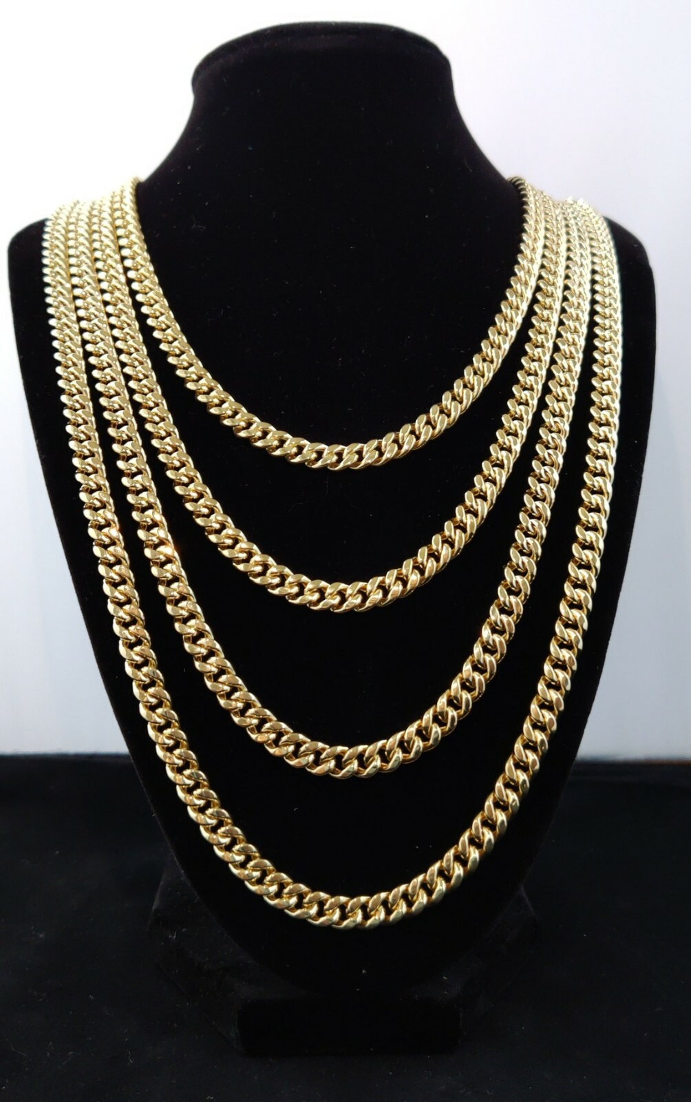 10k Real Gold Miami Cuban Link Chain Necklace 6.7mm 22 Inches Real 10K Yellow