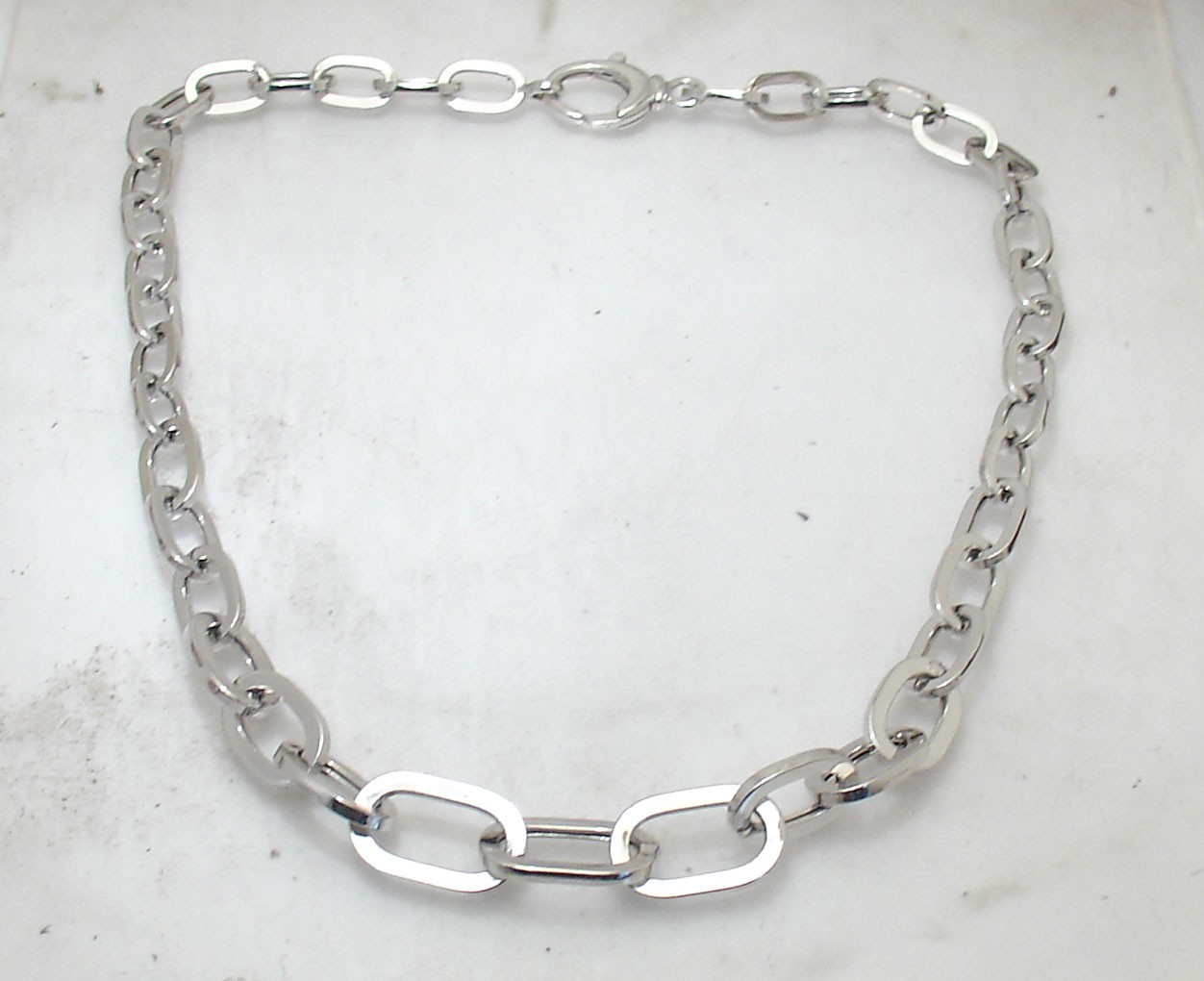 Graduated Paper Clip Oval Link Chain Necklace Anti-tarnish Real Sterling Silver