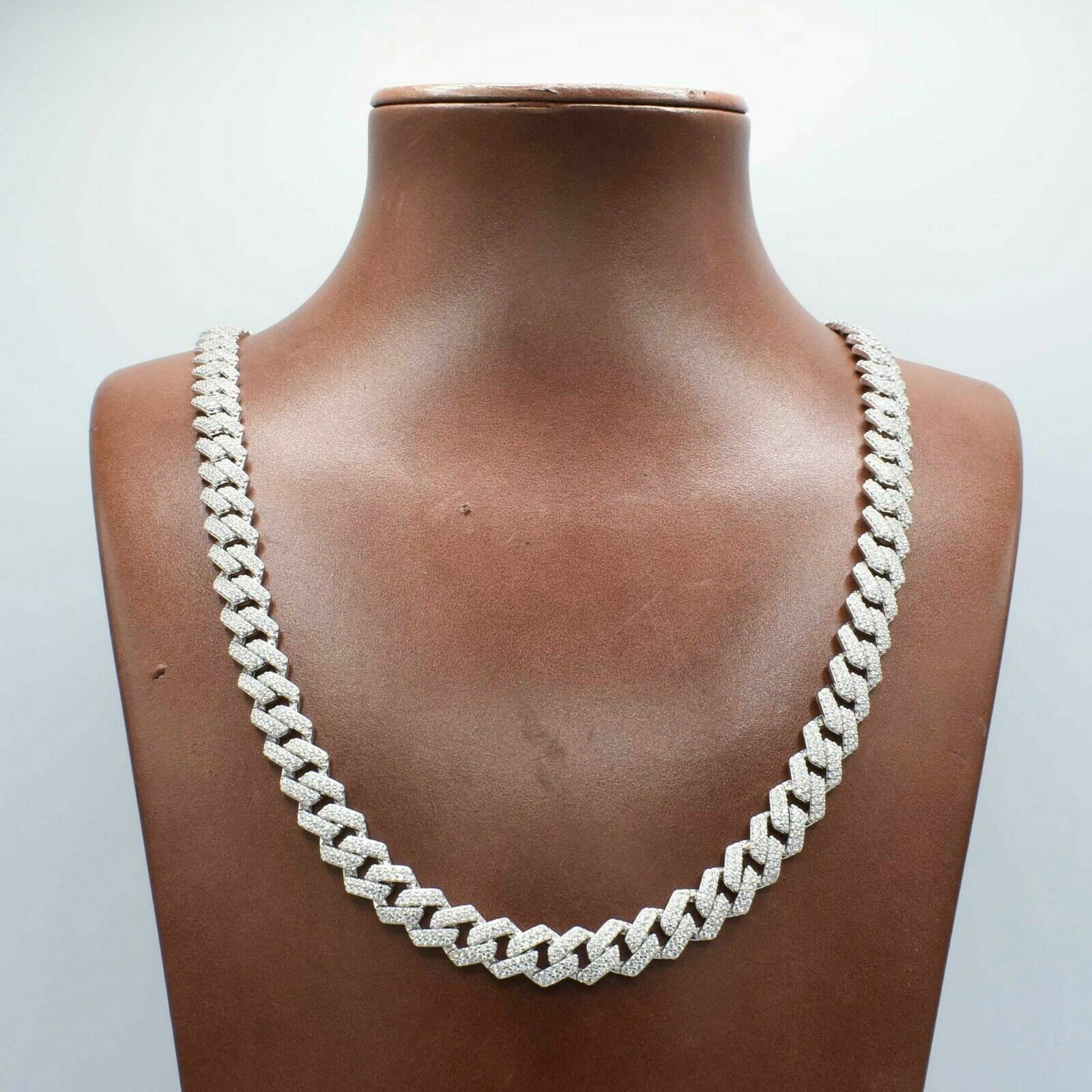 8.5mm Edge Miami Cuban Curb Link CZ Chain Necklace Real Solid Sterling Silver
