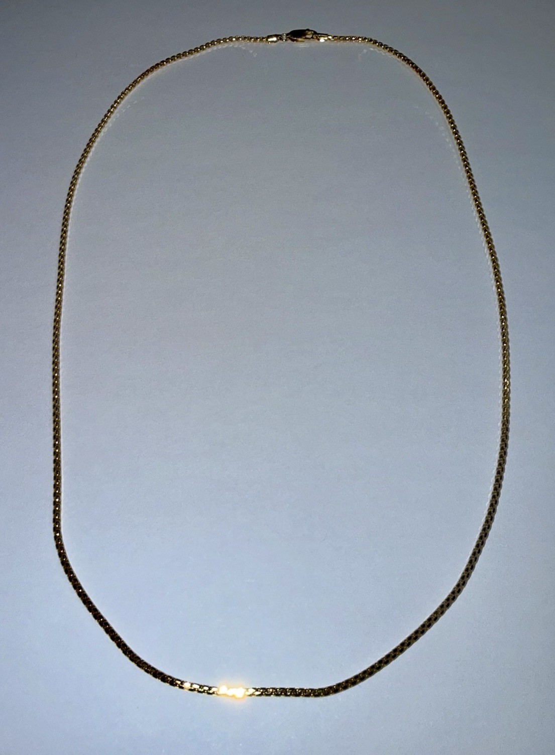 ESTATE Solid 10K Gold 1.6mm Round Box Chain Necklace 20”