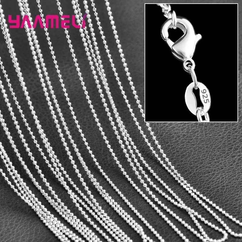 Wholesale 10pcs 925 Sterling Solid Silver 1mm 16inch 24inch Rolo Chain Necklace.