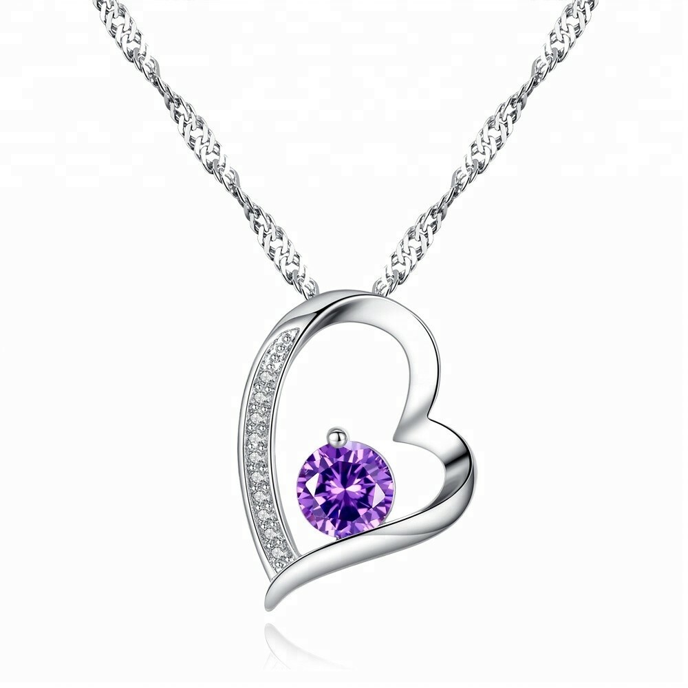 SEMI-JEWELRY Heart Necklace With Silver Chain 925 Sterling Silver SALT WATER YES
