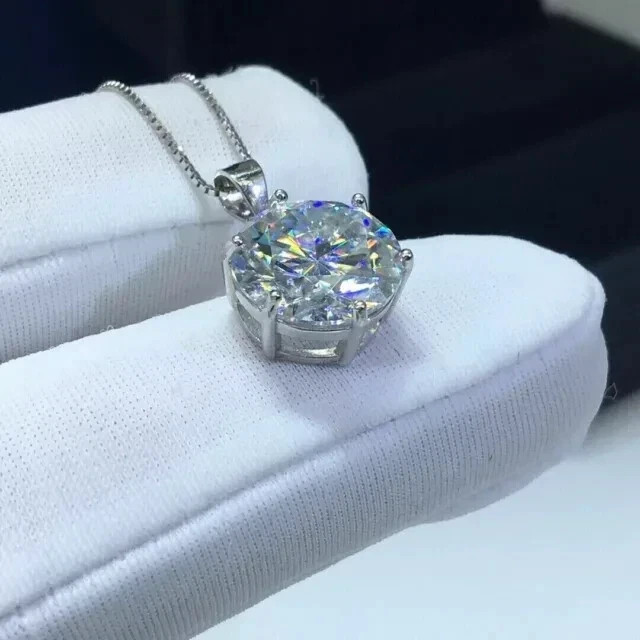 3.00Ct Round Cut Lab Created Diamond Solitaire Pendant 14K White Gold Finish