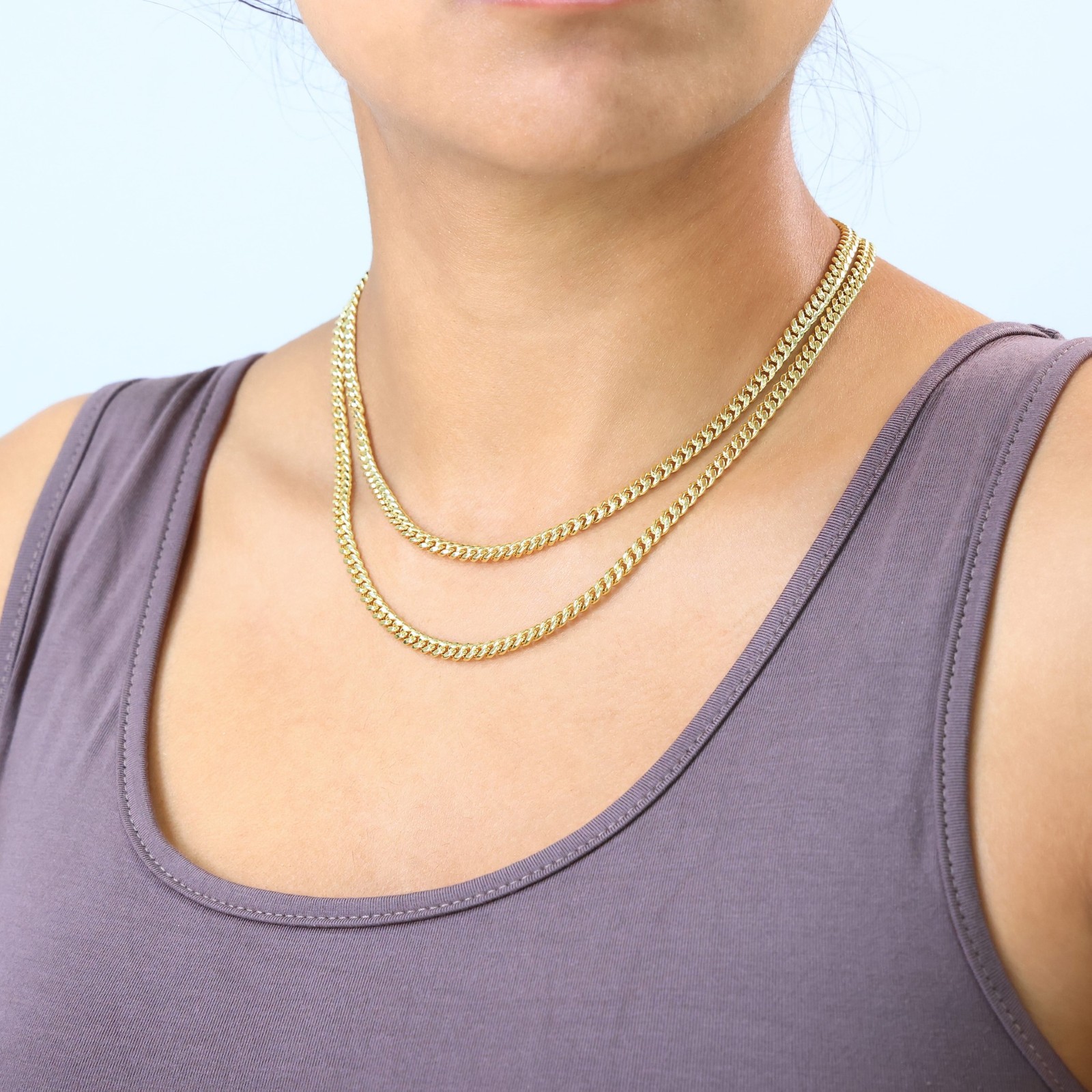 10K Yellow Gold 4.5mm Miami Cuban Link Chain Italian Necklace Womens 16″