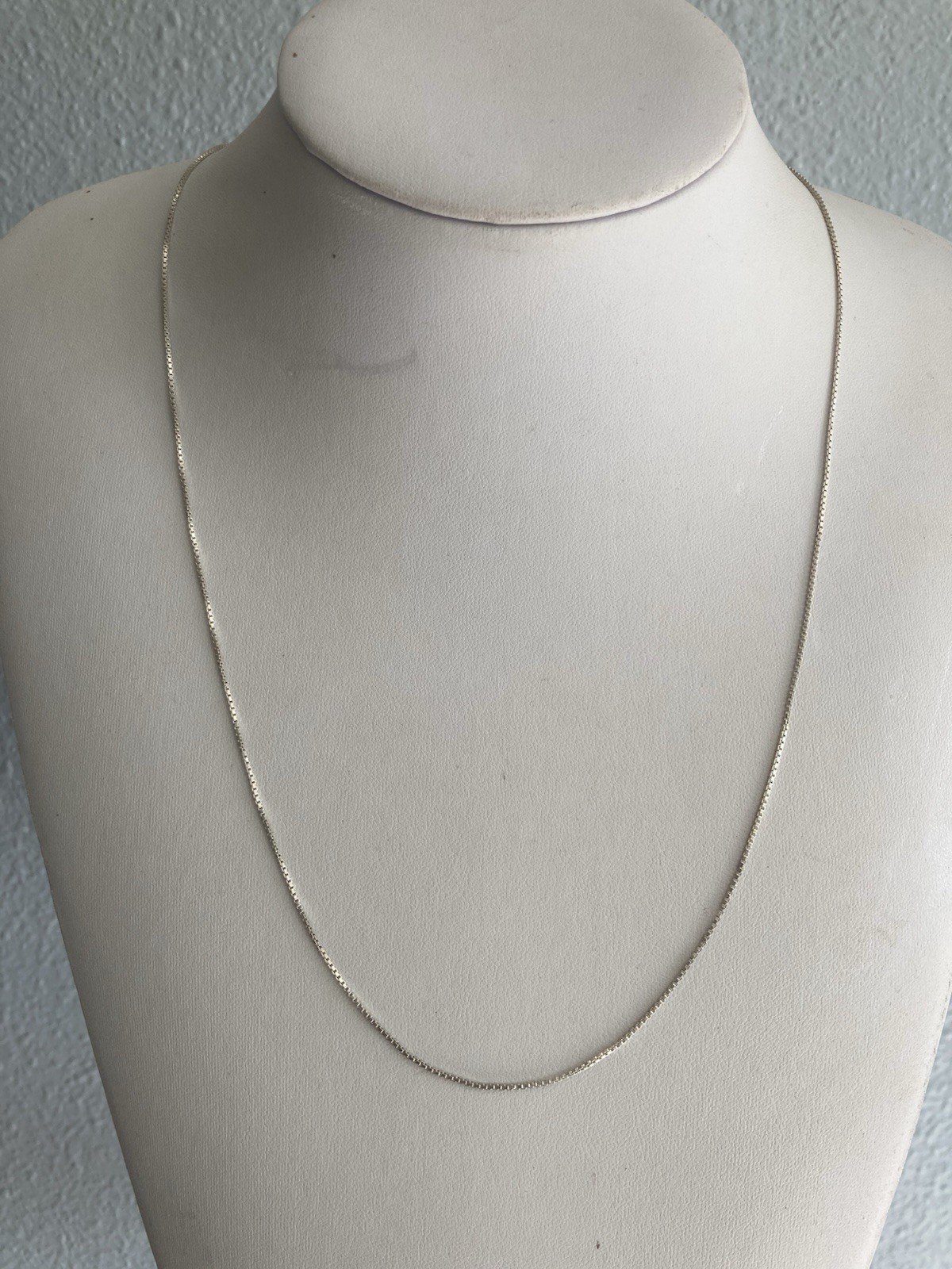 Chain Necklace Sterling Silver 25″ Box Link 925 ” 1mm Drapes Nice Italy FAS Long