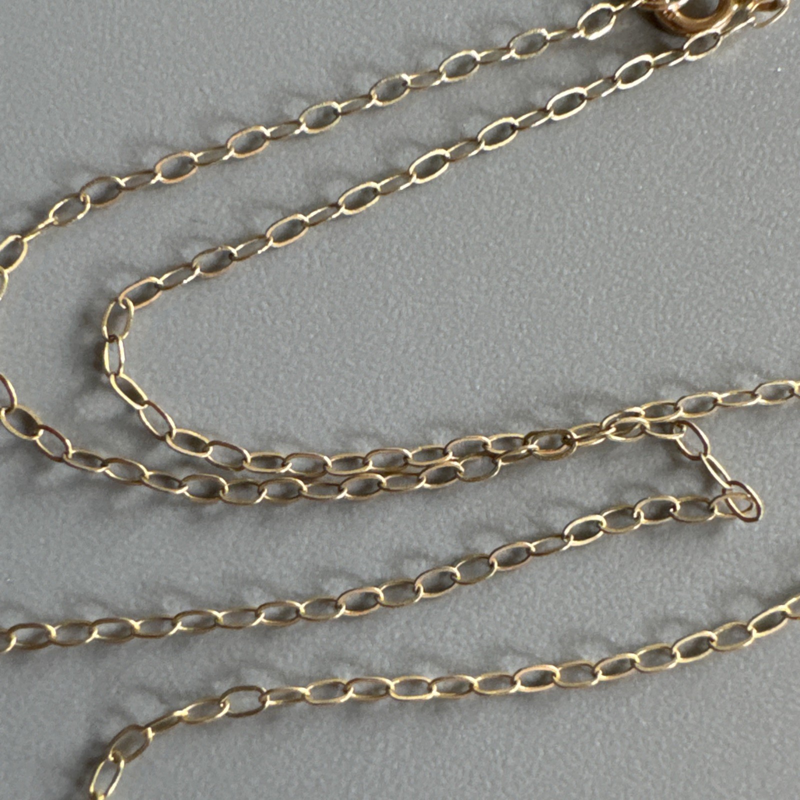 9ct Yellow Gold 375 Fine 1.3mm Oval Link Cable Chain Necklace 16” XRF Tested