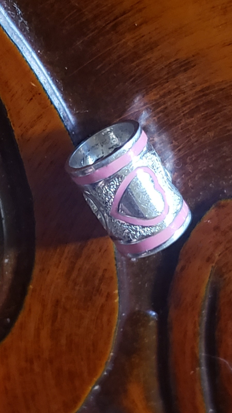 Hawaiian Baby Silver Initial Pendant Enamel Heart 8mm X 6mm Slide Blue Or Pink