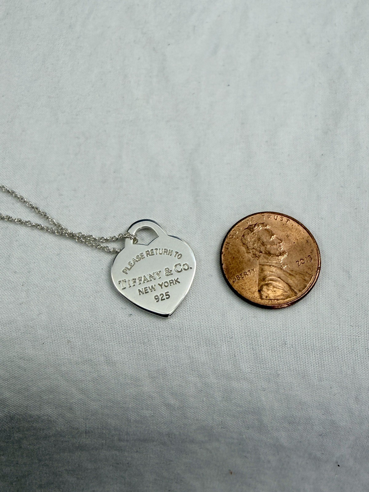TIFFANY & CO. Sterling Silver Return To Tiffany 16mm Heart Pendant Necklace COA
