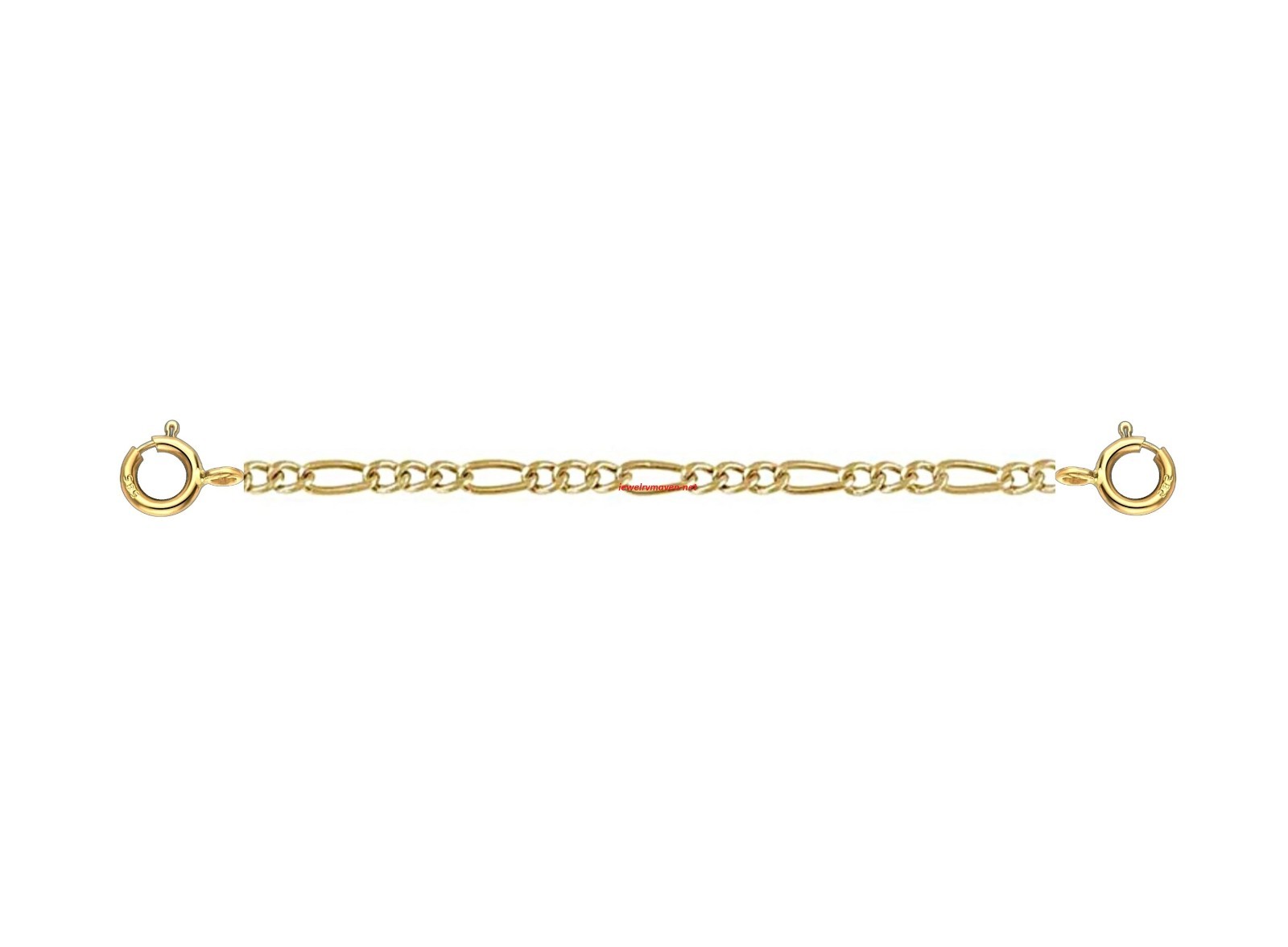 14k 2mm Figaro Yellow Gold 2″ Chain Extender Safety double 4.5mm spring ring USA
