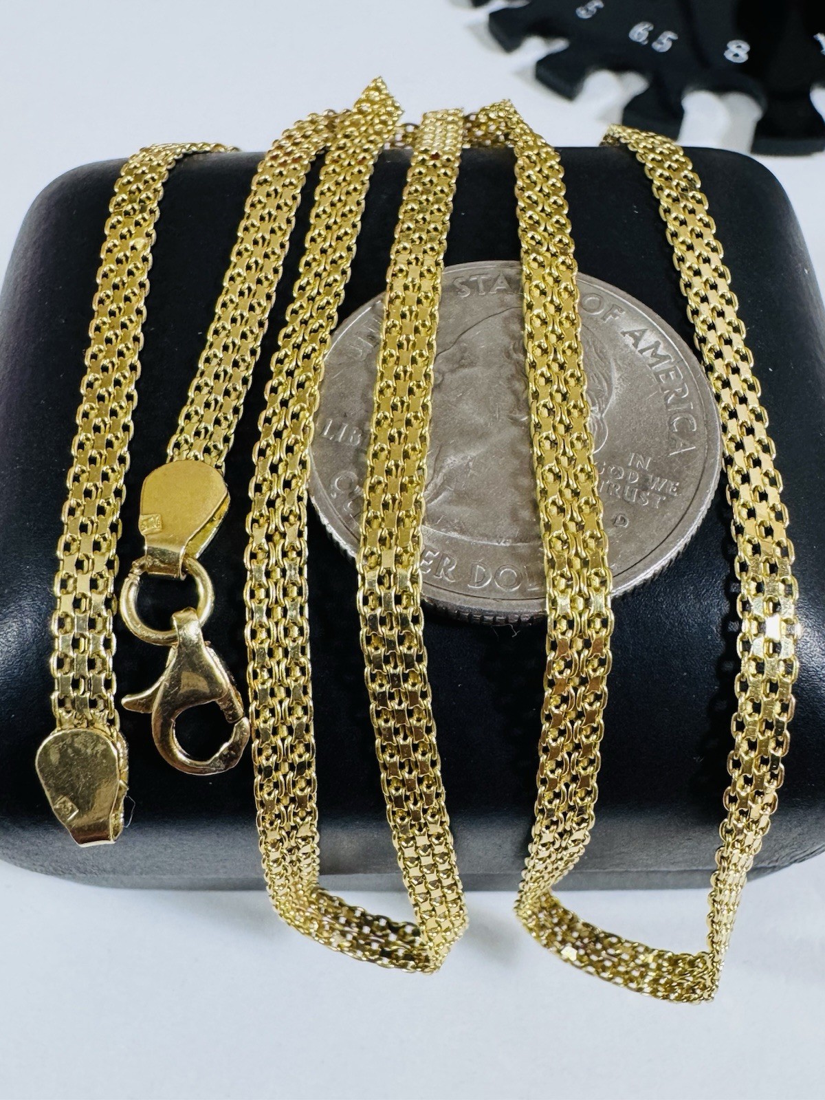 18C 18K 750 Genuine Gold Mesh Chain Necklace 21.8/22” Long 9.7g 3.8mm MENS-WOMEN