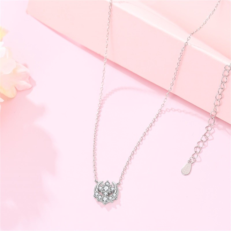 KUNSIR Sterling Silver Moon Crescent Pendant Necklace For Women Jewelry Gifts