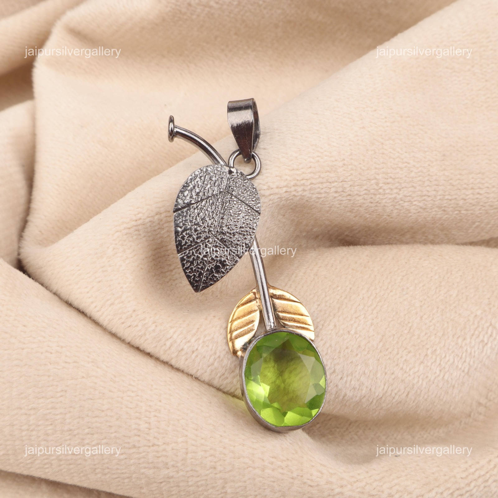 Peridot Gemstone Jewelry 925 Silver Handmade Daily Wear Pendant 1.69″ For Her