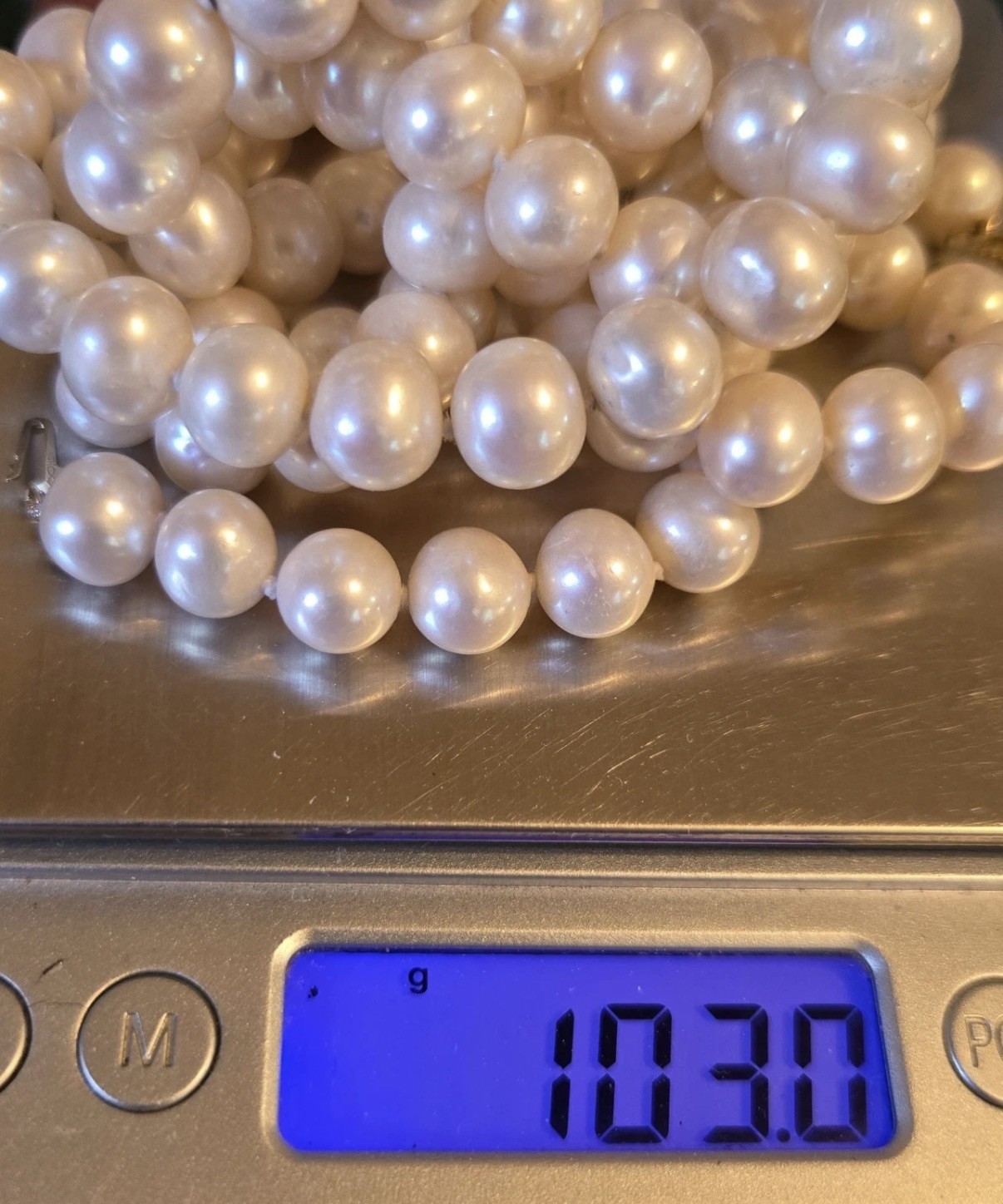 VINTAGE 32″ 14K GOLD 9.5mm CULTURED GENUINE AKOYA PEARL NECKLACE