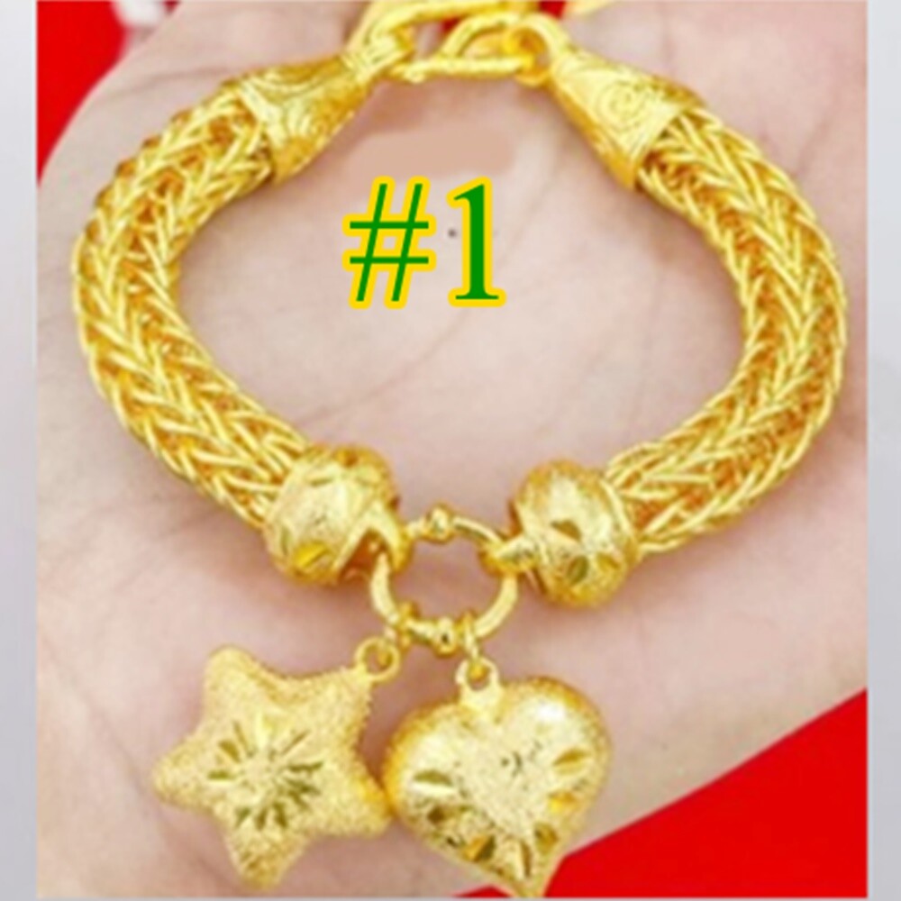 Thai Gold 24k Solid Bracelet Yellow Chain Pendant Weight 5 Baht Jewelry 15-20 cm