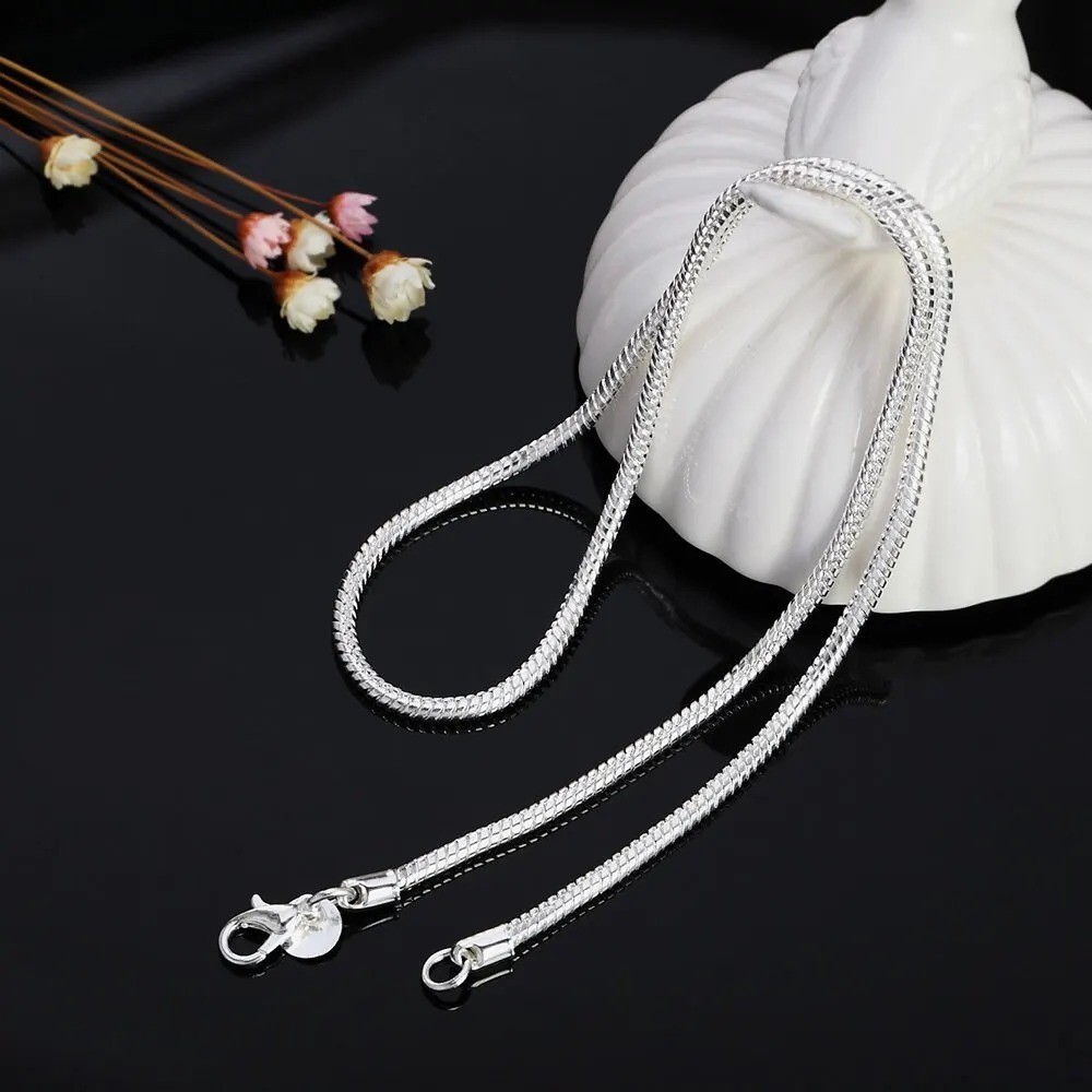 925 Sterling Silver Snake Chain Necklace 1MM 2MM 3MM Thin Dainty Chain 40-75CM