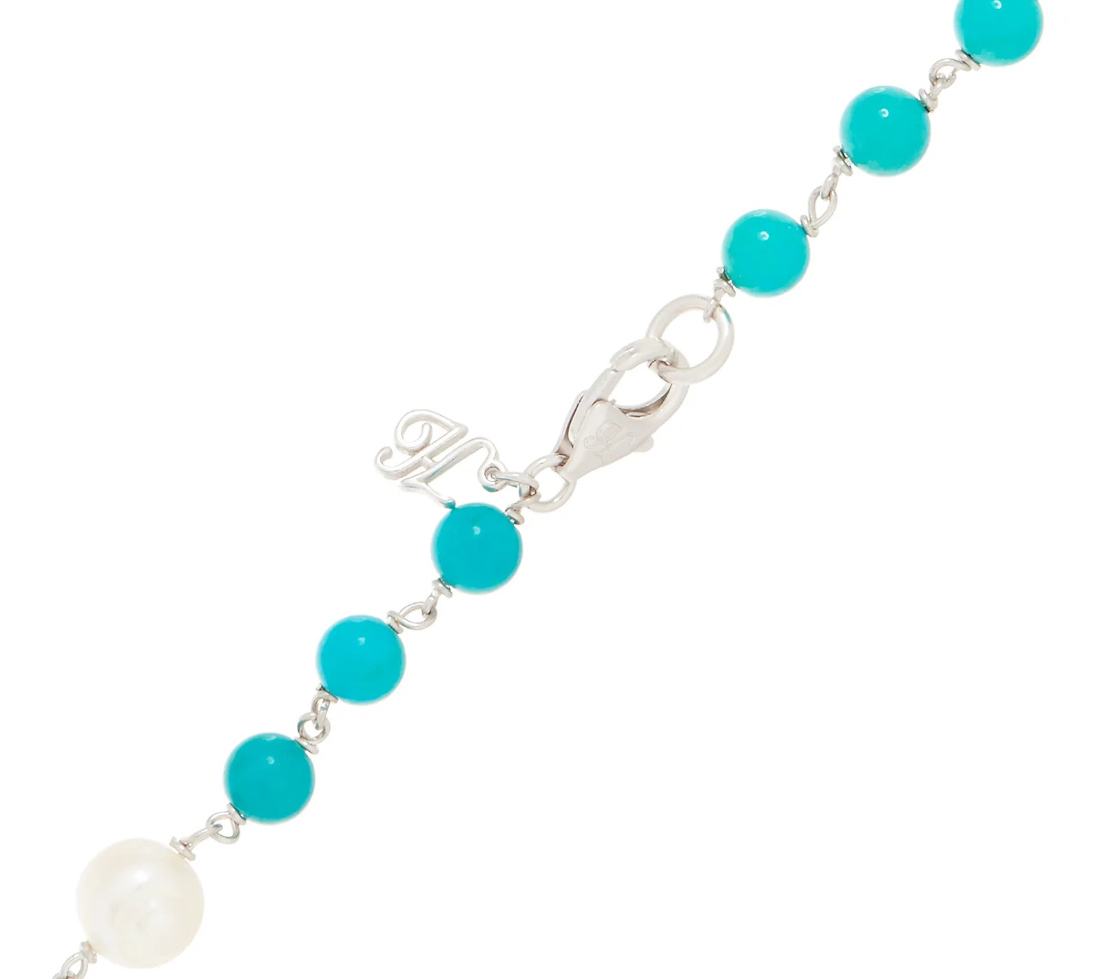 Honora Cultured Pearl & Turquoise Gemstone Bead 36″ Sterling Silver Necklace