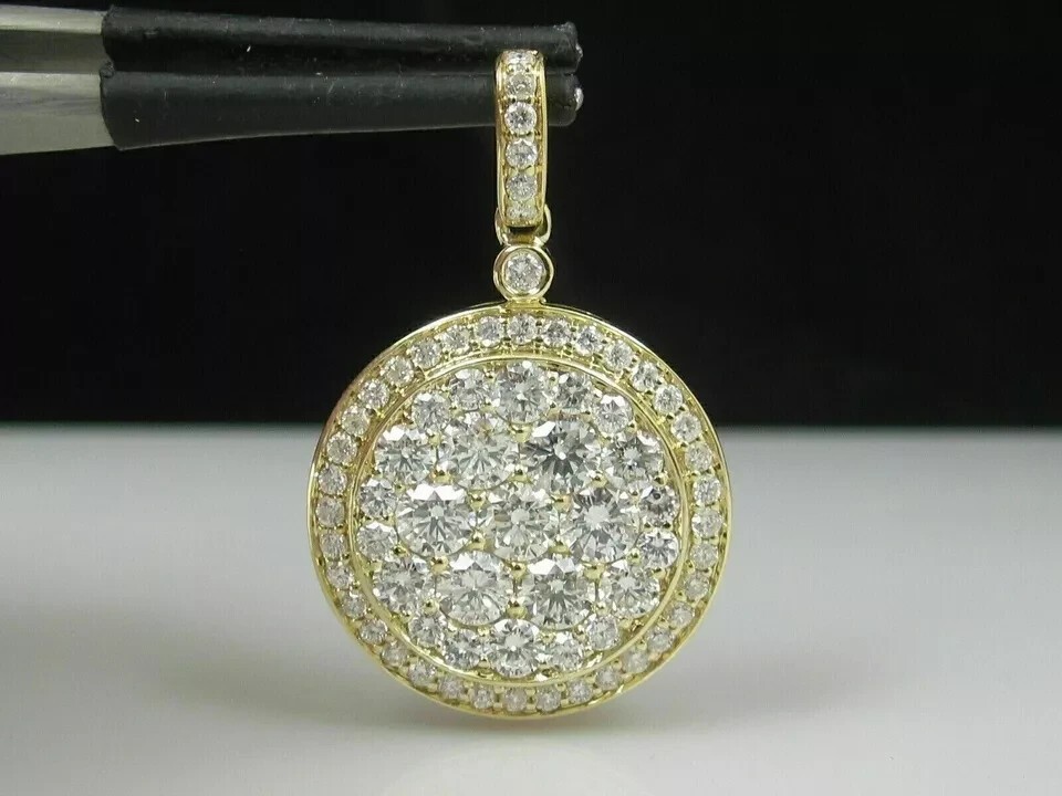 Cluster Pendant 2.50Ct Round Cut Moissanite 14K Yellow Gold Plated Free Chain