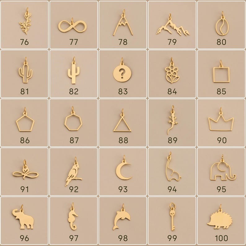 Minimalist Gold Charm Necklace – 119 Dainty Pendant Options, Custom made