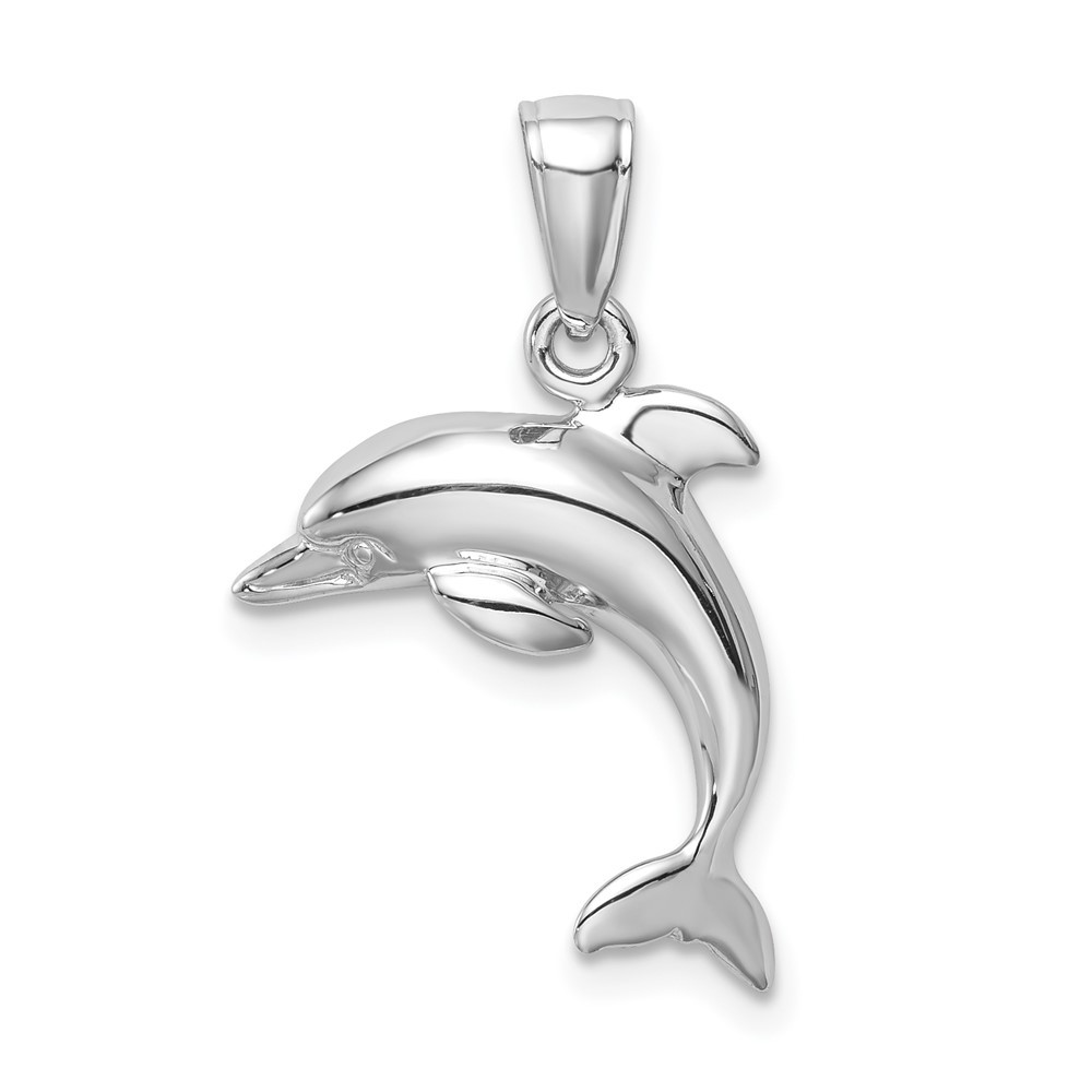 10k White Gold Jumping Dolphin Pendant 1.29gm L-16.2 mm, W-19.1 mm