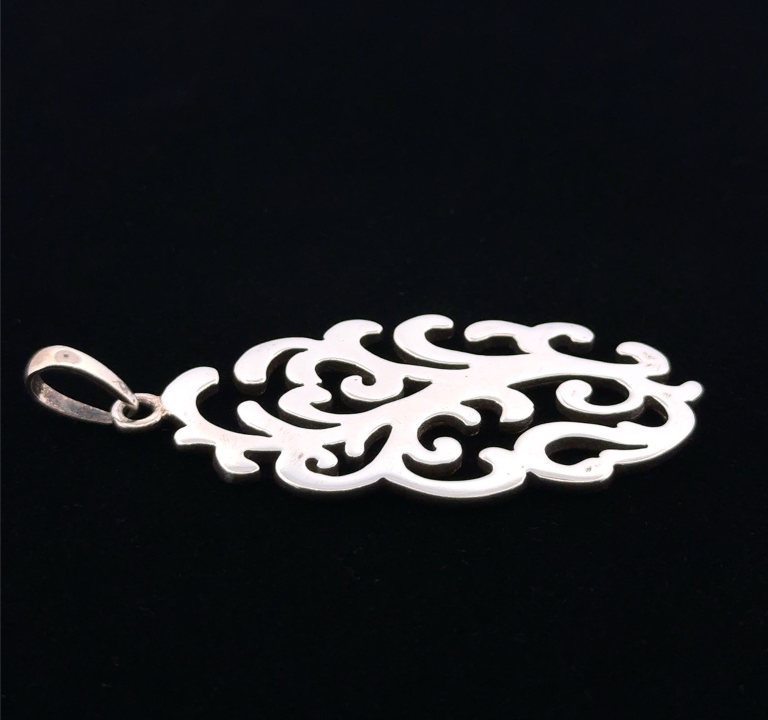 BARSE Thailand 925 Sterling Silver Scroll Filigree Pendant 10.3g