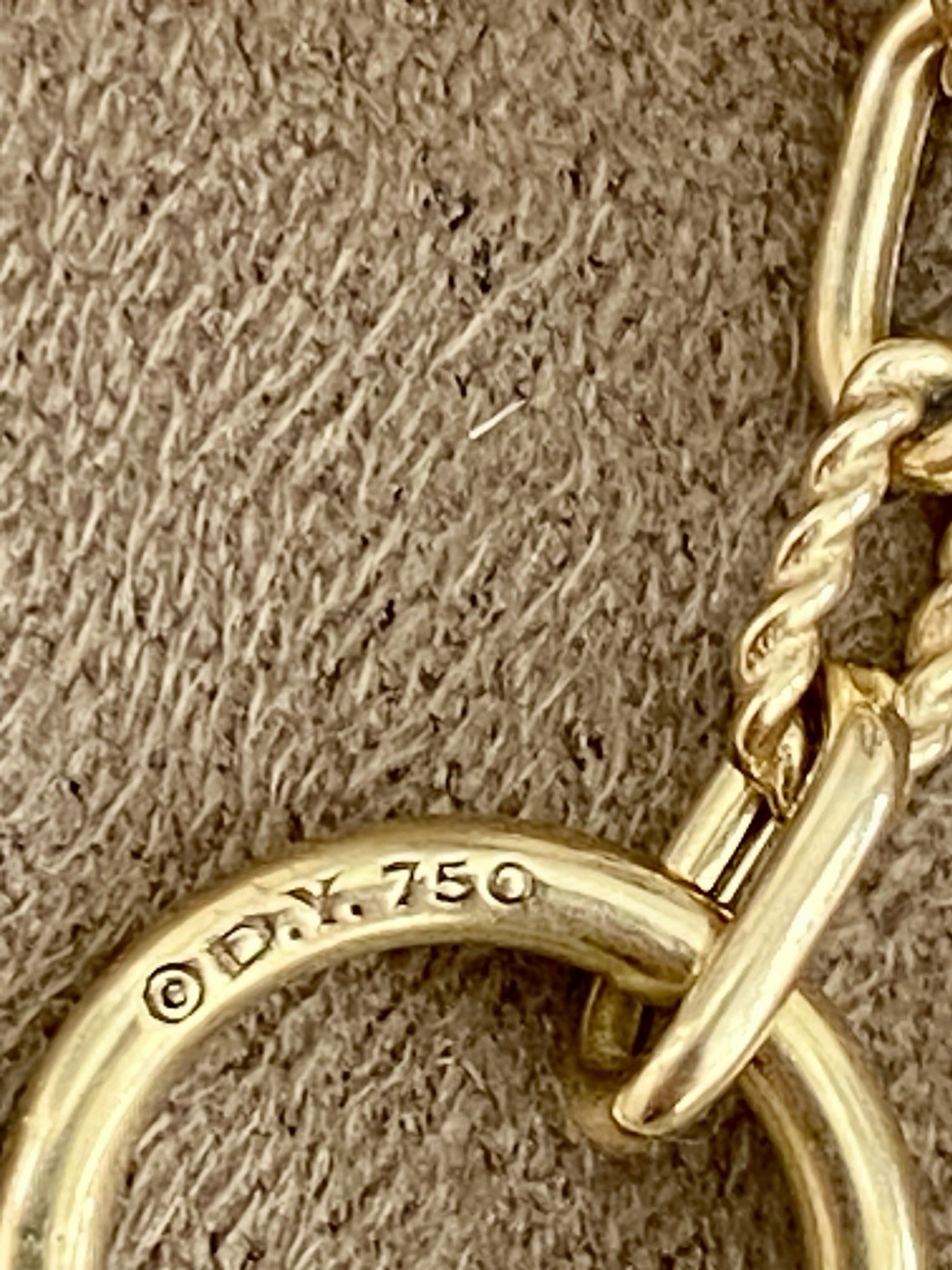 David Yurman 18K Gold Madison Necklace 3mm 17” Toggle 3 Ring Amulet Holder $4400