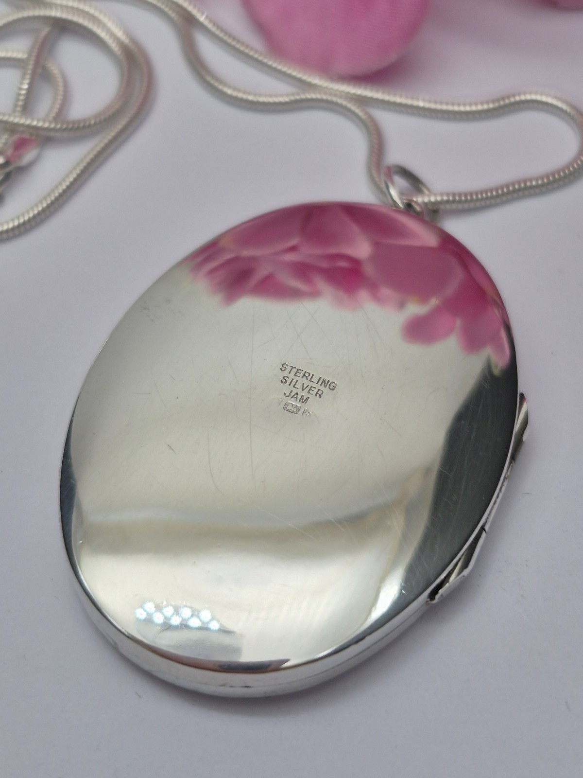 LOCKET – Sterling Silver Oval Double Photo Locket / Keepsake Necklace.