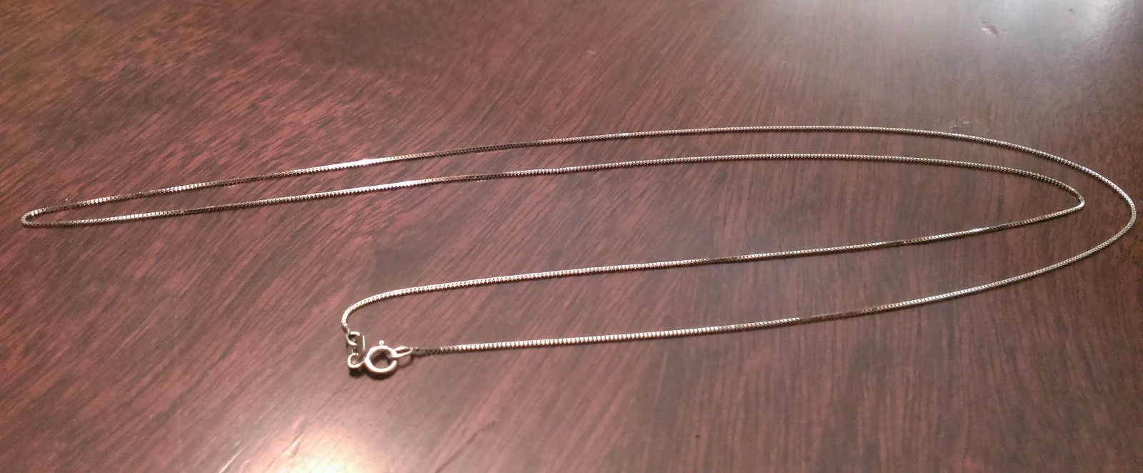 10K WHITE GOLD 18″ THIN BOX LINK NECKLACE PENDANT CHAIN 0.5 mm