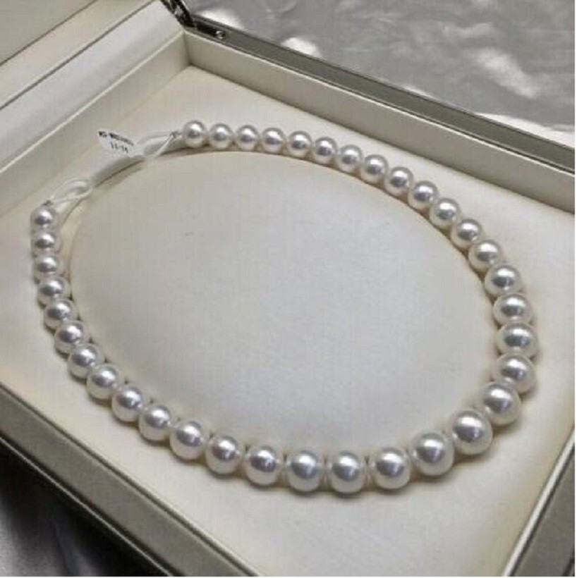Genuine Natural AAAAA 9-10mm Australian South Sea White Round Pearl Necklace 14k