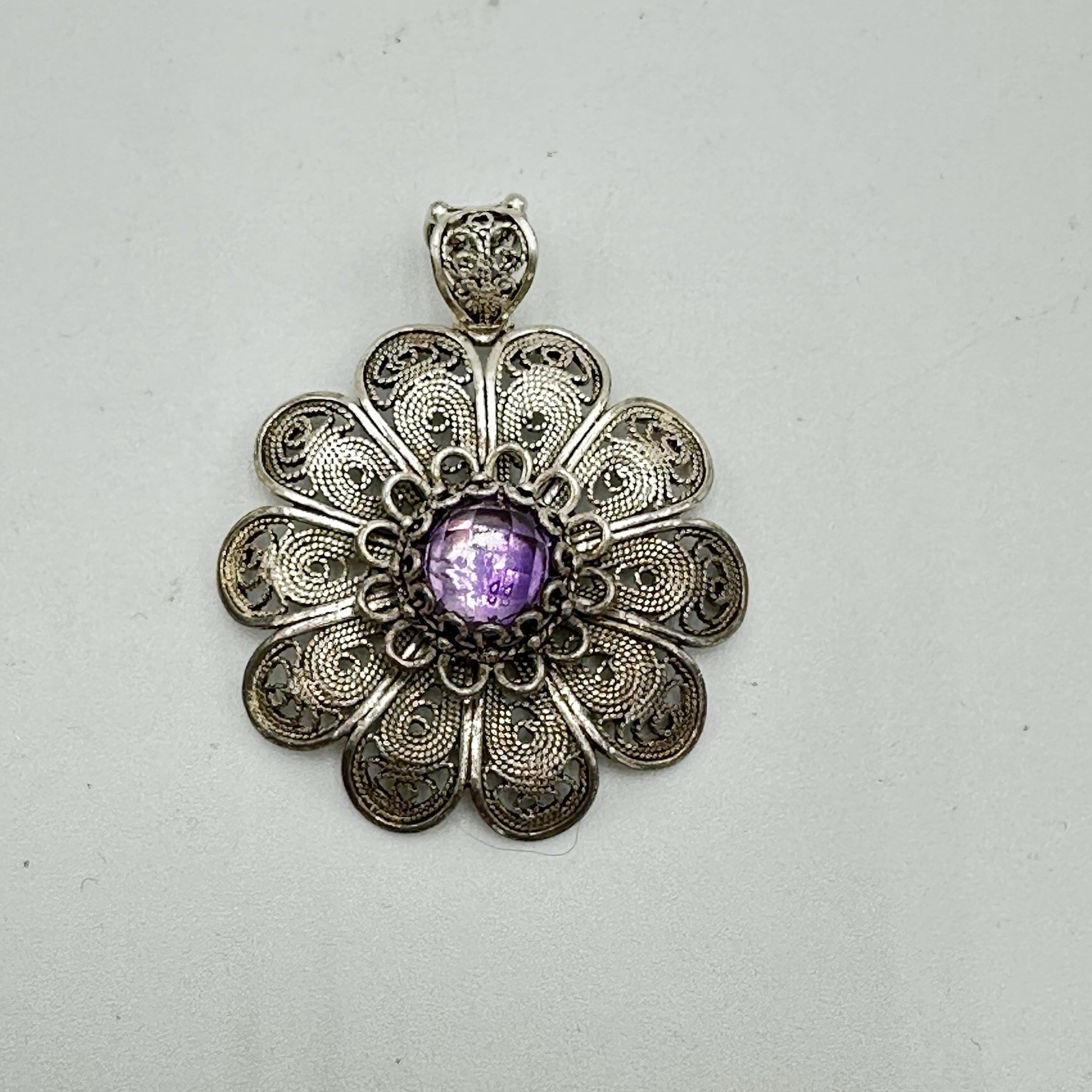 DGS Turkey 925 Sterling Filigree Amethyst Pendant