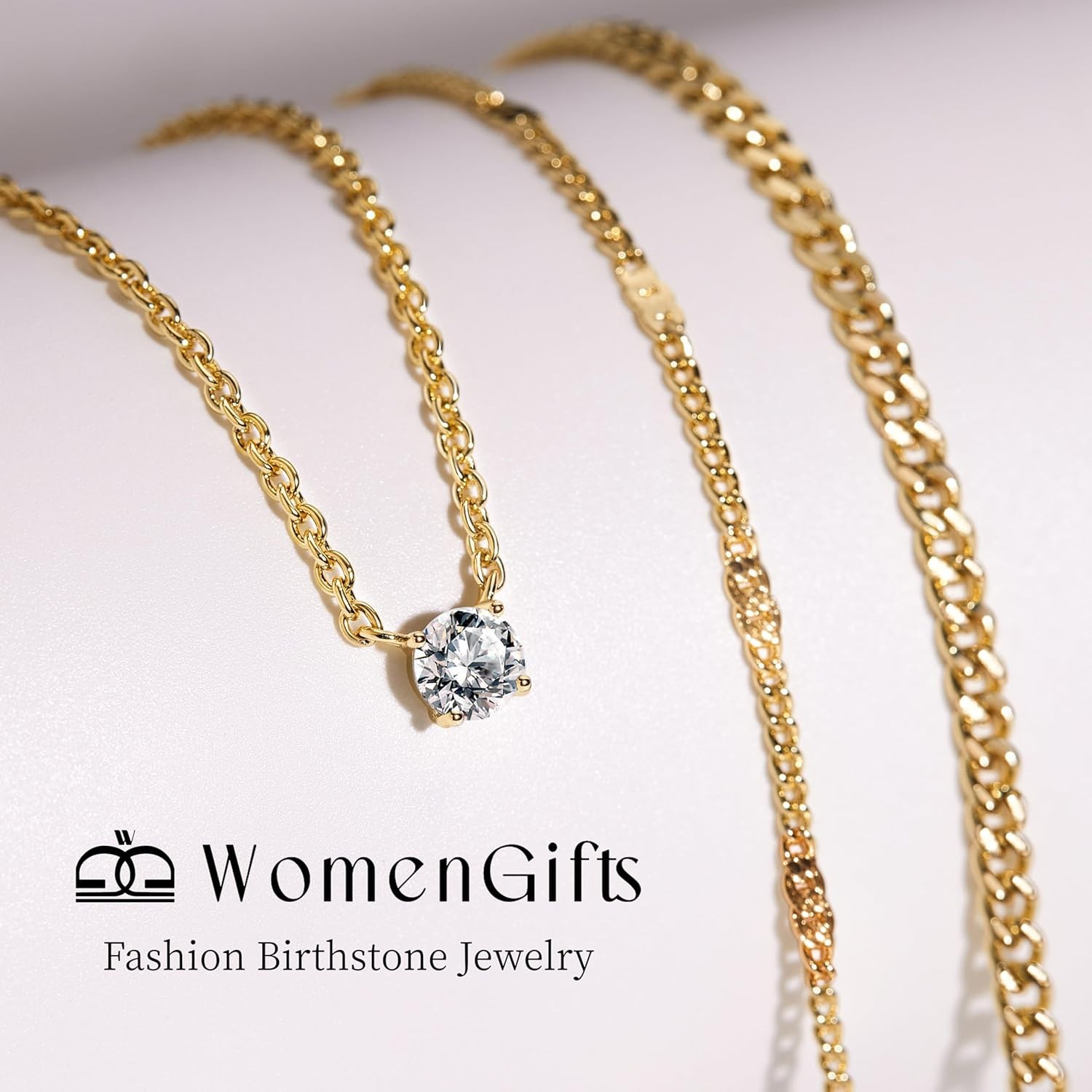 Layered Gold Necklaces for Women, 14K Gold Sterling Silver Plated Dai