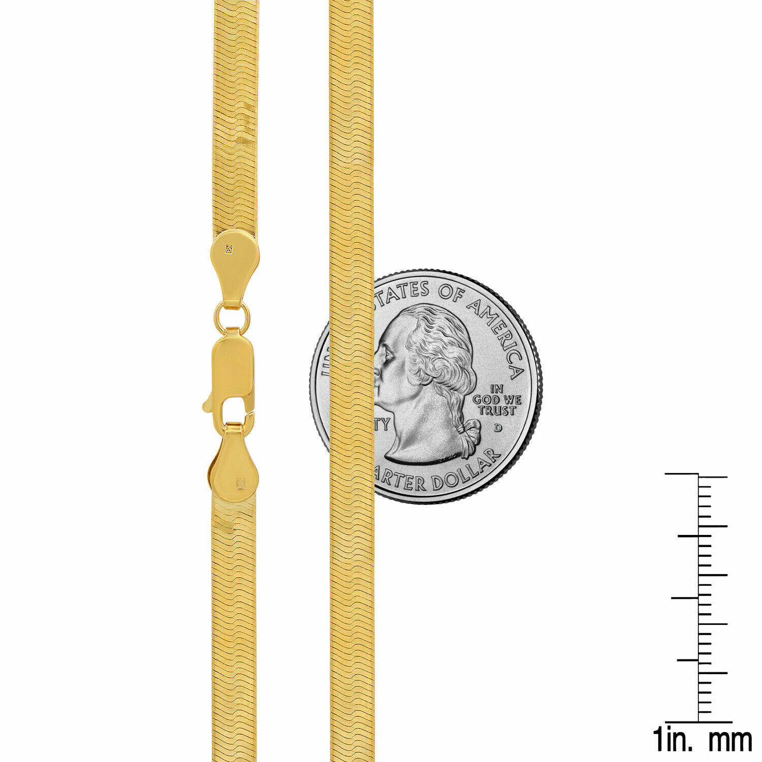 10K Yellow Gold Solid 3mm-5mm High Polish Silk Herringbone Chain Necklace 16-24″